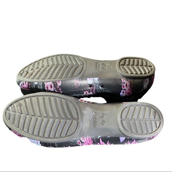 Crocs Lina Luxe Black Pink Purple Floral Ballet Flats Size 7 - Picture 3 of 4